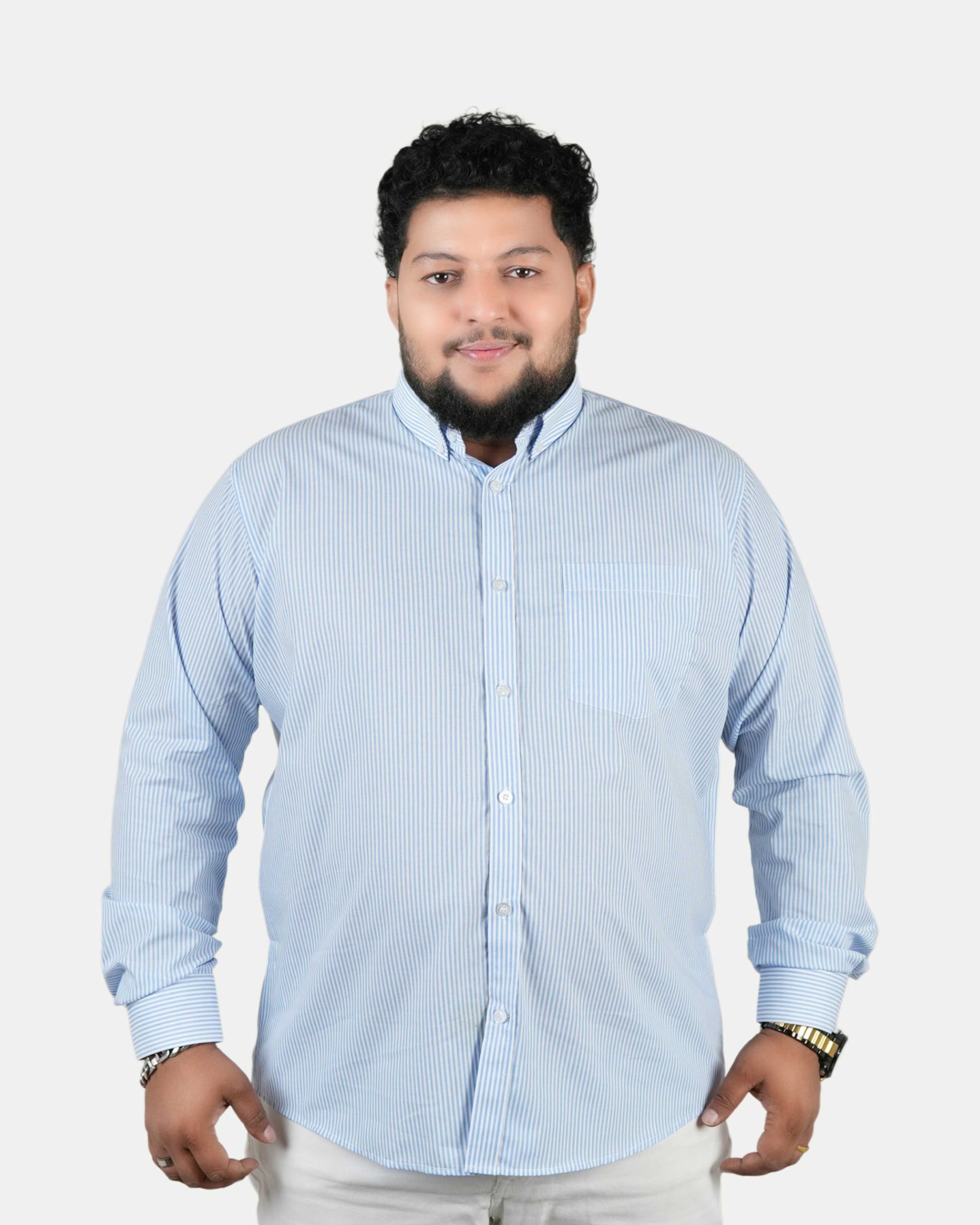 Picsart_26-09-30_18-57-06-966 Classic Pinstripe Full Sleeve Shirt – Sky Blue & White - Image 1