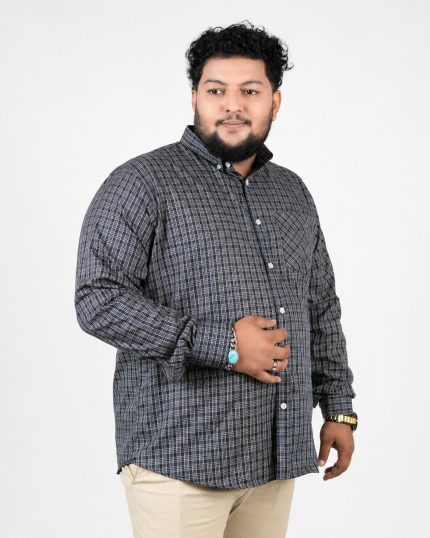 Classic Mini Check Full Sleeve Shirt – Navy Blue & Brown