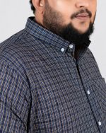 Classic Mini Check Full Sleeve Shirt – Navy Blue & Brown - Image 2