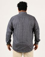 Classic Mini Check Full Sleeve Shirt – Navy Blue & Brown - Image 4