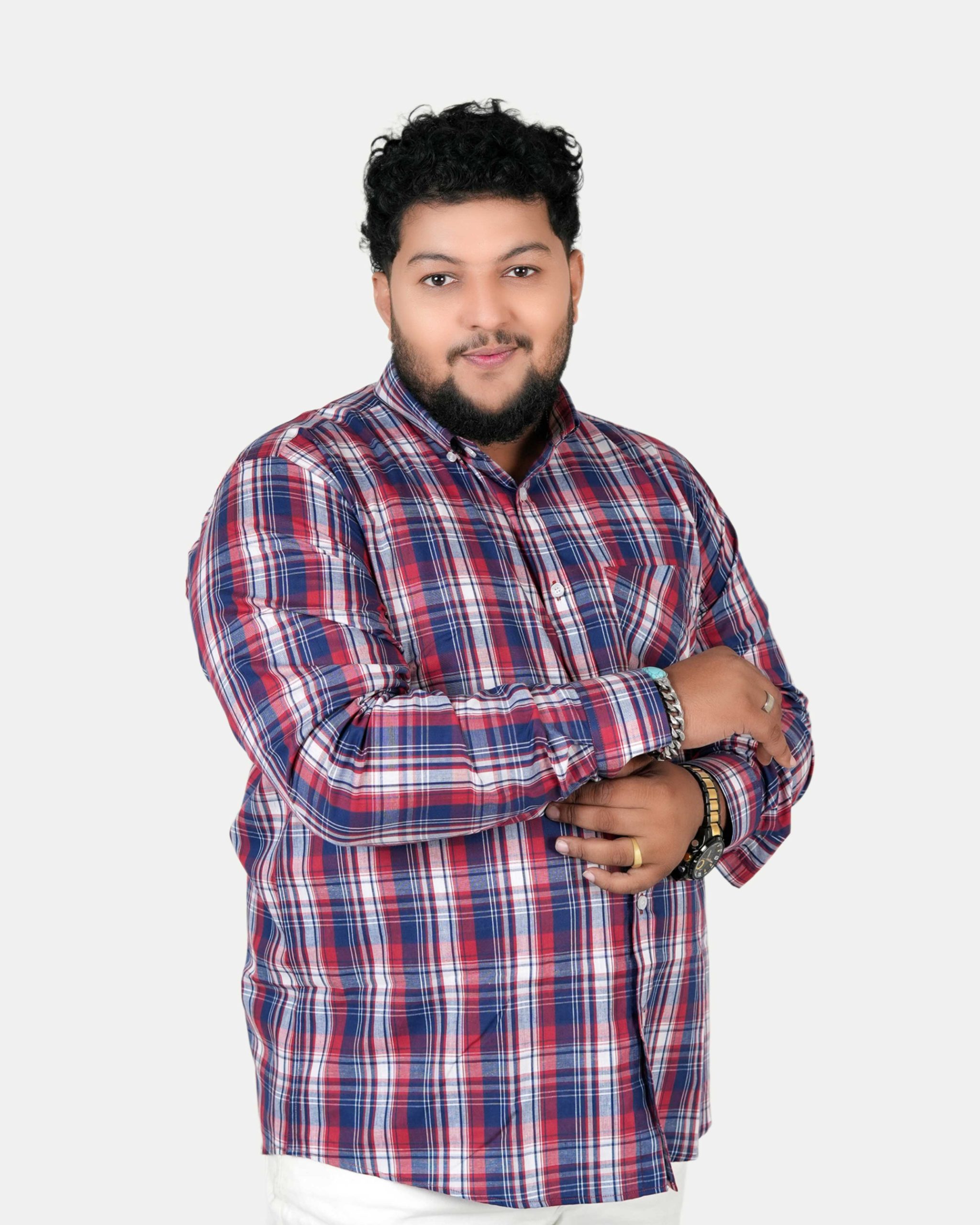 S105---Classic-Check-Full-Sleeve-Shirt-–-Red,-Navy-&-White Classic Check Full Sleeve Shirt – Red, Navy & White - Image 1