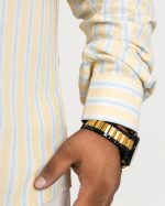 Classic Stripe Full Sleeve Shirt – Yellow & Sky Blue - Image 3