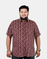 Geometric Print Half Sleeve Shirt – Maroon & White