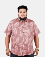 Tropical Leaf Print Half Sleeve Shirt – Dusty Rose & White