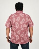 Tropical Leaf Print Half Sleeve Shirt – Dusty Rose & White - Image 3