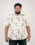 Floral Print Half Sleeve Shirt – White, Grey & Mustard