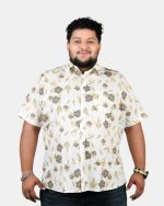 Floral Print Half Sleeve Shirt – White, Grey & Mustard