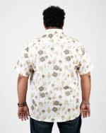Floral Print Half Sleeve Shirt – White, Grey & Mustard - Image 4