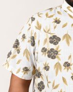 Floral Print Half Sleeve Shirt – White, Grey & Mustard - Image 3