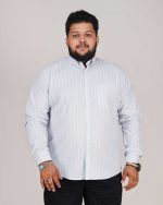 Classic Wide Stripe Full Sleeve Shirt – Sky Blue & White - Image 3