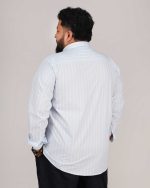 Classic Wide Stripe Full Sleeve Shirt – Sky Blue & White - Image 4