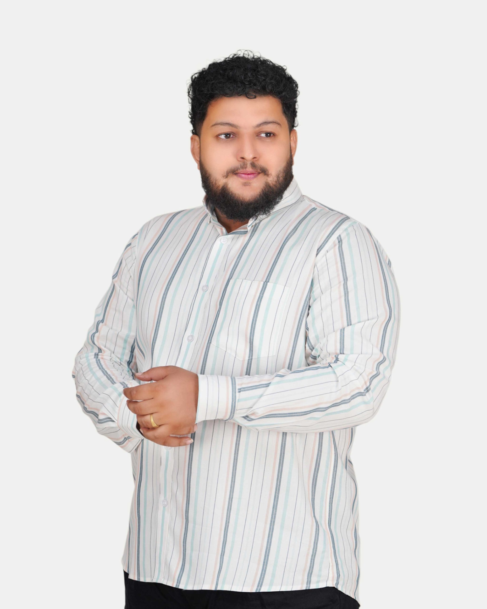 Picsart_26-09-30_16-41-40-178 Classic Multicolor Stripe Full Sleeve Shirt – White, Mint & Peach - Image 1