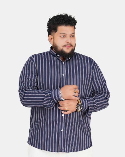 Classic Vertical Stripe Full Sleeve Shirt – Navy Blue & Purple