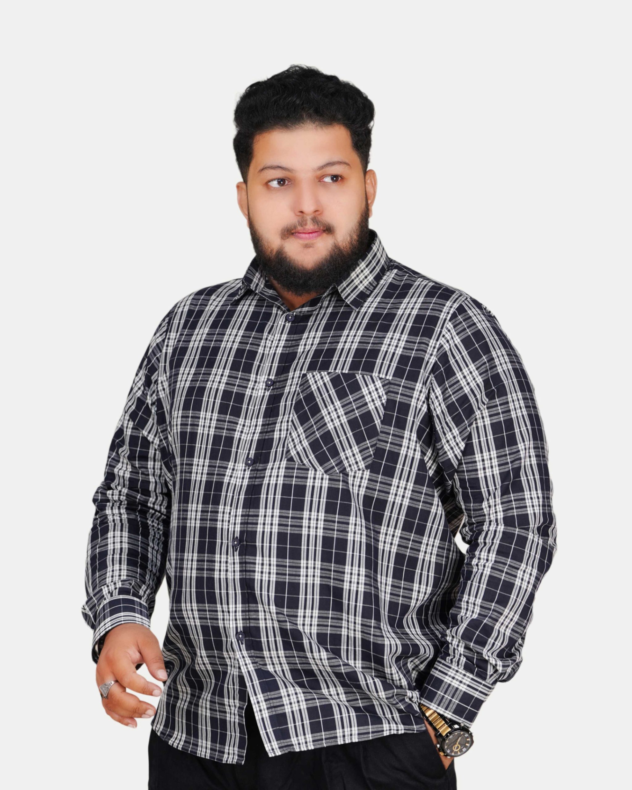 Picsart_26-09-30_17-19-09-996 Classic Check Full Sleeve Shirt – Navy Blue & White - Image 1