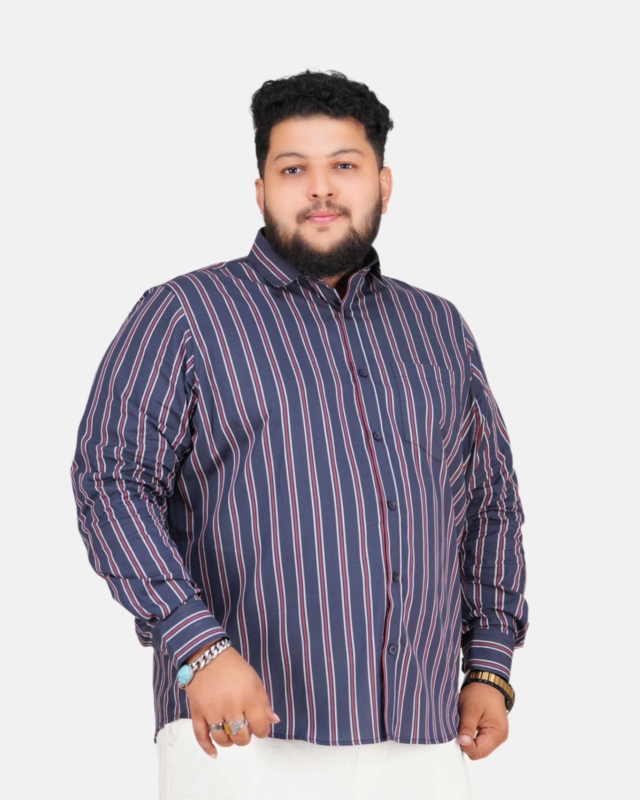 Picsart_26-09-30_17-28-17-798 Classic Vertical Stripe Full Sleeve Shirt – Navy, Red & White - Image 1
