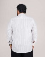 Classic Fine Pinstripe Full Sleeve Shirt – White & Black - Image 3