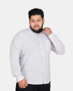 Classic Subtle Stripe Full Sleeve Shirt – White & Lavender