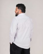 Classic Subtle Stripe Full Sleeve Shirt – White & Lavender - Image 3
