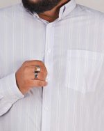 Classic Subtle Stripe Full Sleeve Shirt – White & Lavender - Image 2